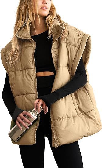 Solid Color Zipper Pocket Cotton-padded Vest Fashion Stand Collar Temperament Commute Coat