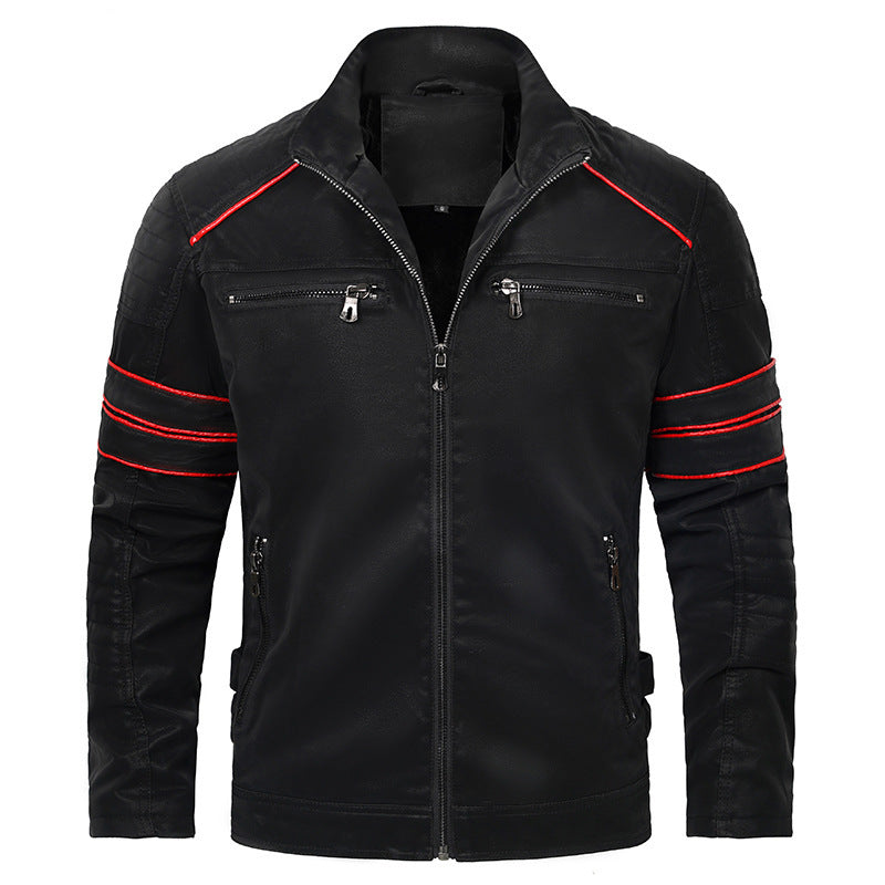 Herren Fashion PU Leder Jacke